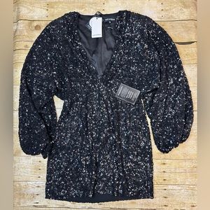 NWT Retrofete beautiful Sequin Mini Dress in Black.